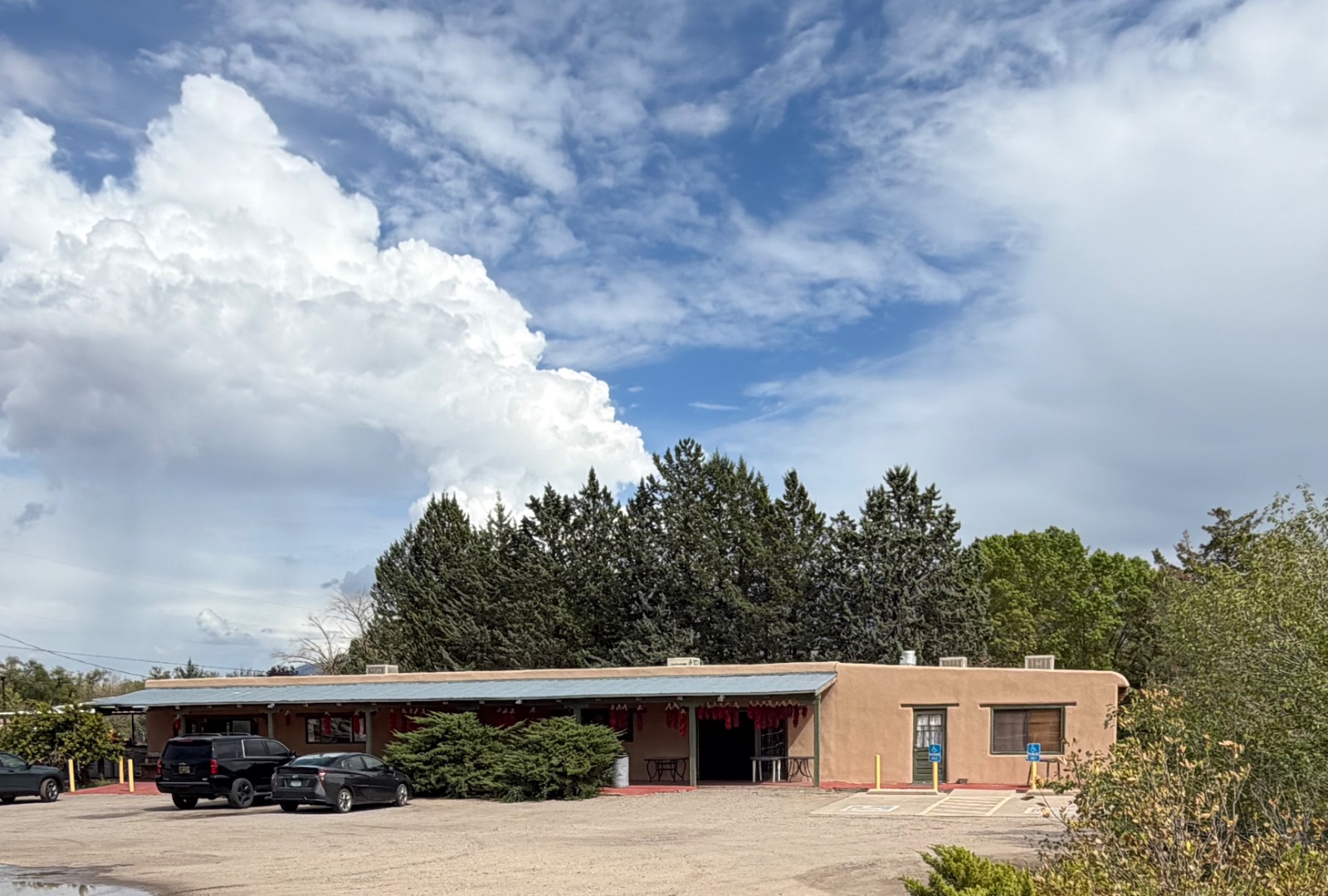 Wagner’s is a very unassuming building, which follows the muted desert color palette of Corrales.  Don’t let this fool you, inside you will find fresh in season fresh green chili, corn, peaches, watermelon, onions, and whatever is in season.